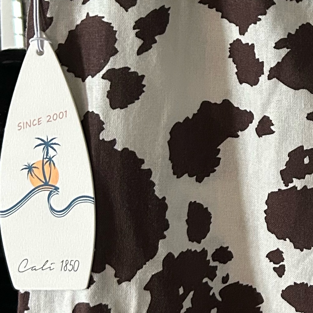 Cali 1850 Printed Linen Pull On Wide Leg Pants - Cow - Picture 7 of 8